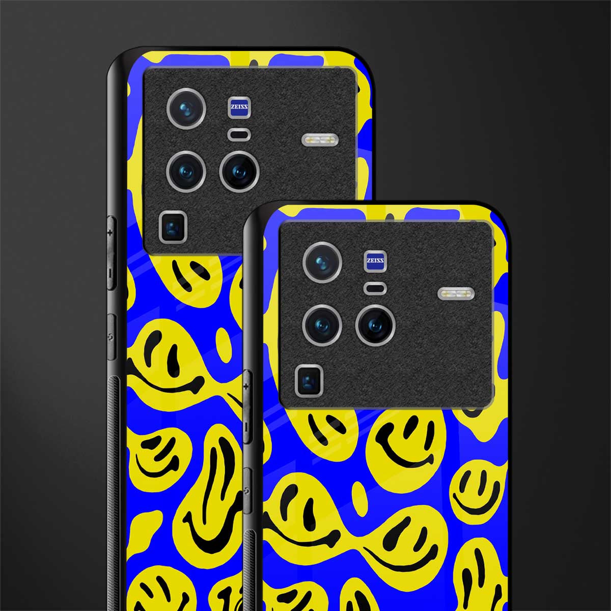 acid smiles yellow blue glass case for vivo x80 pro 5g image-2