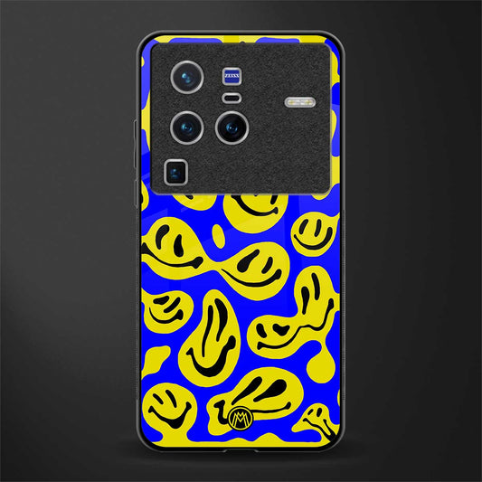 acid smiles yellow blue glass case for vivo x80 pro 5g image