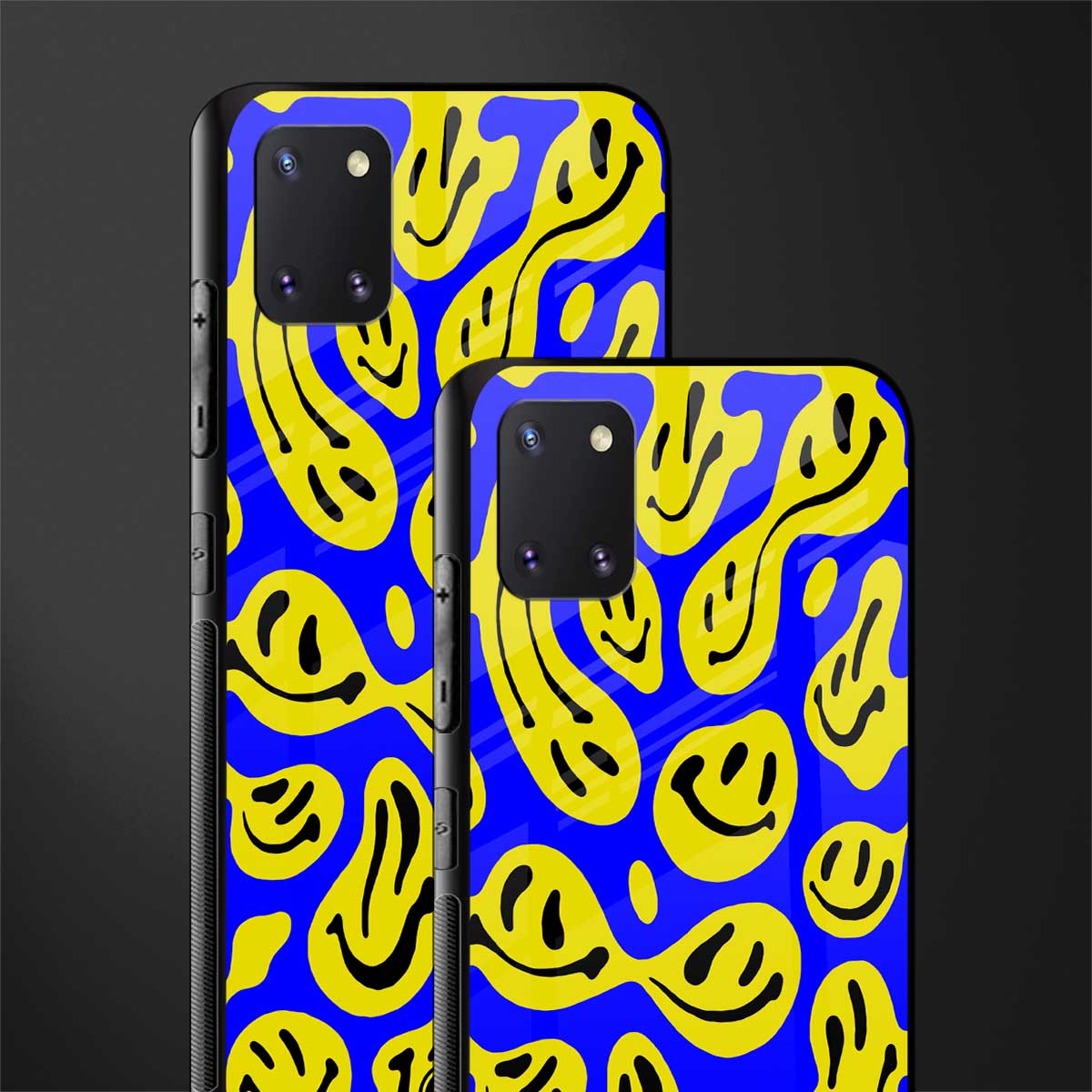 acid smiles yellow blue glass case for samsung galaxy note 10 lite image-2