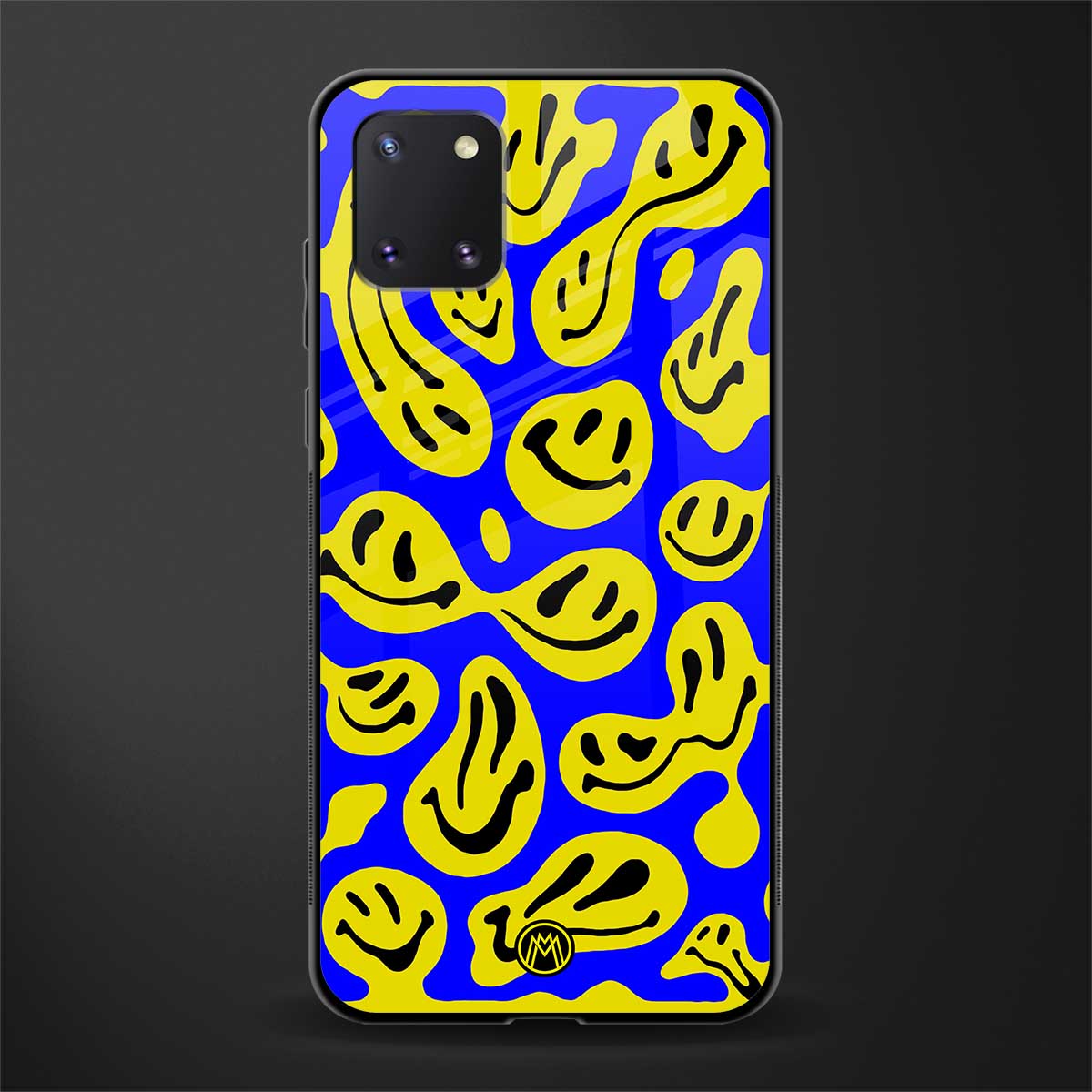 acid smiles yellow blue glass case for samsung galaxy note 10 lite image