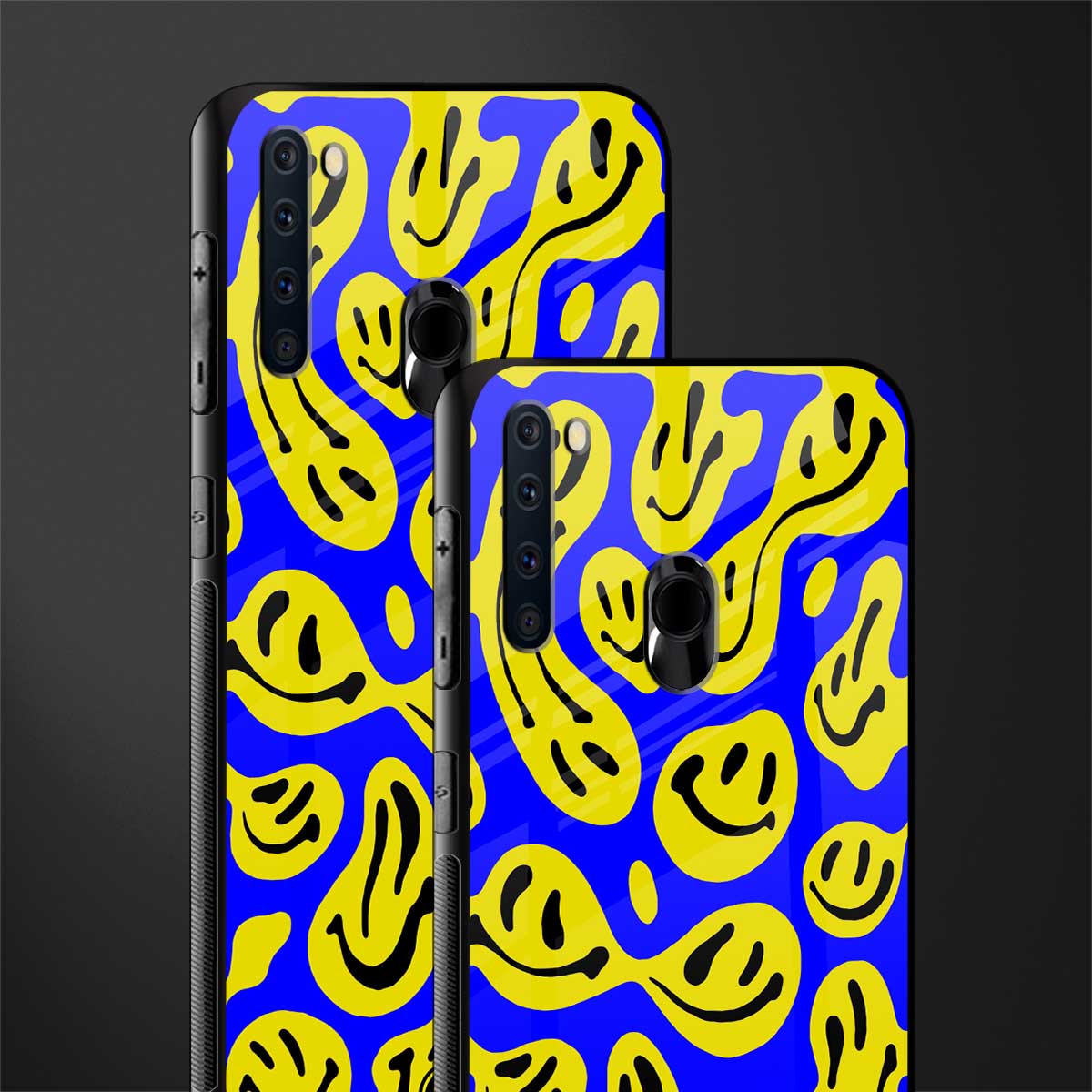 acid smiles yellow blue glass case for samsung a21 image-2