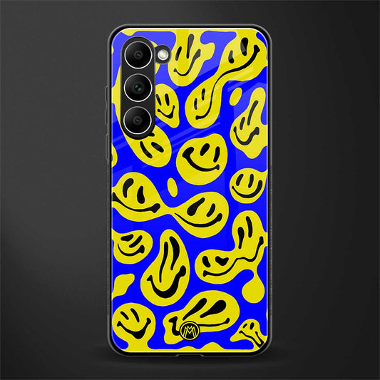 acid smiles yellow blue glass case for phone case | glass case for samsung galaxy s23