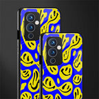 acid smiles yellow blue back phone cover | glass case for oneplus 9