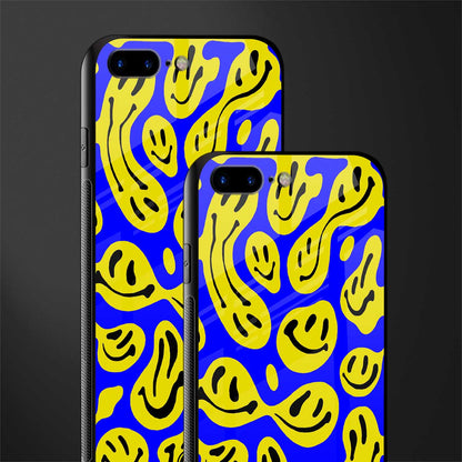 acid smiles yellow blue glass case for iphone 7 plus image-2