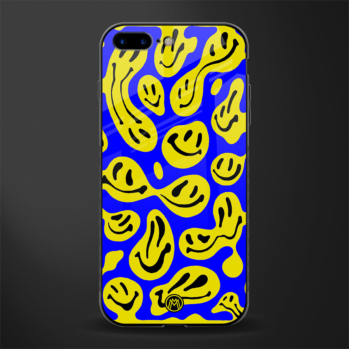 acid smiles yellow blue glass case for iphone 7 plus image