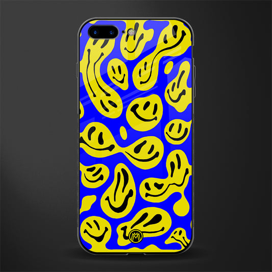 acid smiles yellow blue glass case for iphone 8 plus image