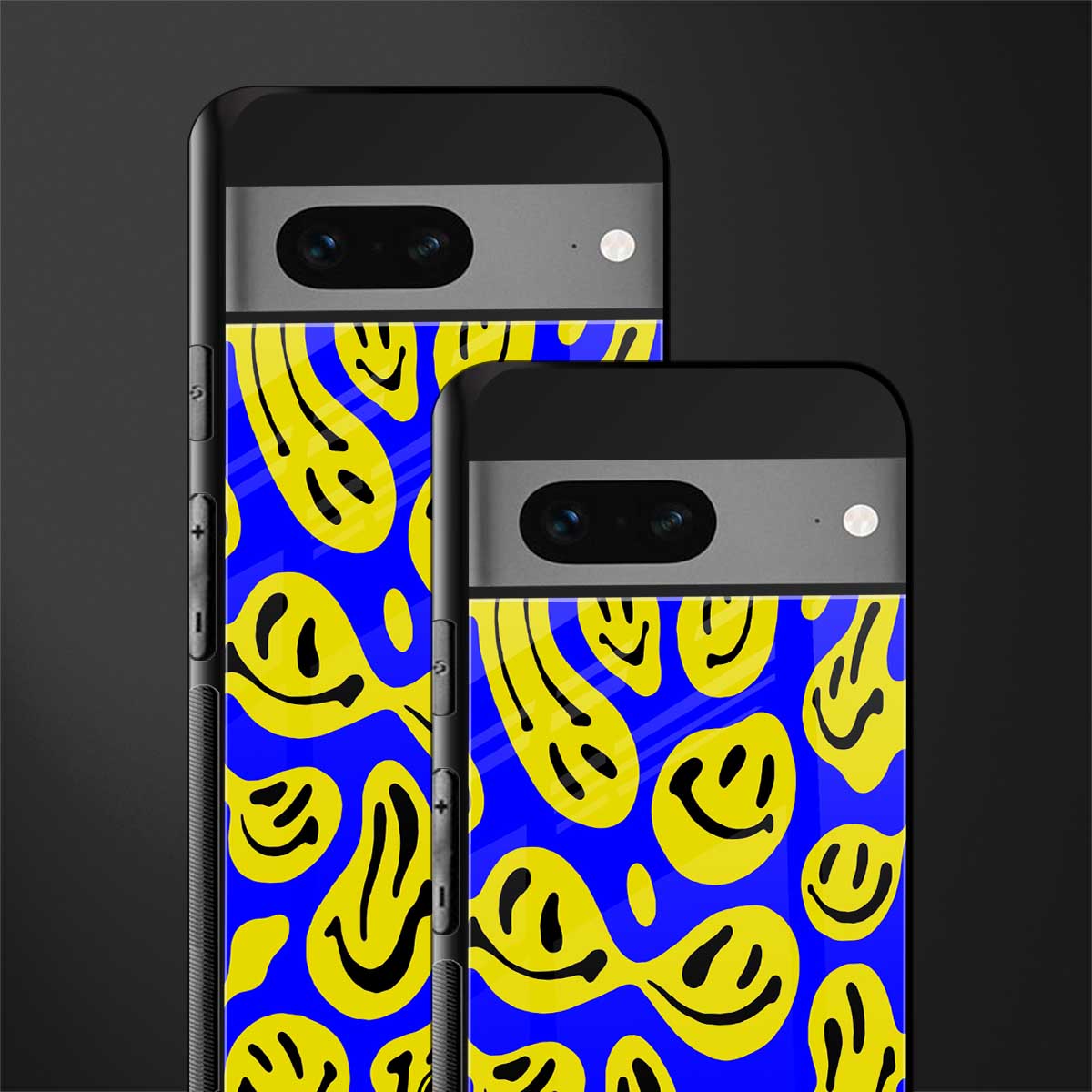 acid smiles yellow blue back phone cover | glass case for google pixel 7