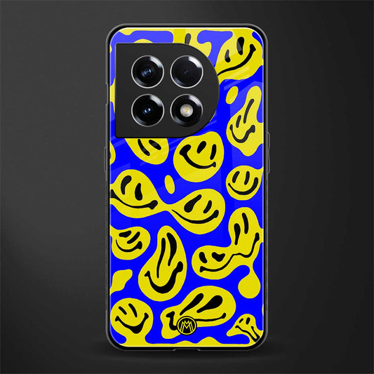 acid smiles yellow blue back phone cover | glass case for oneplus 11