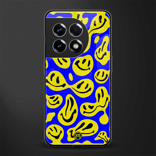 acid smiles yellow blue back phone cover | glass case for oneplus 11r