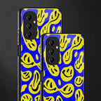 acid smiles yellow blue back phone cover | glass case for samsung galaxy a14 5g