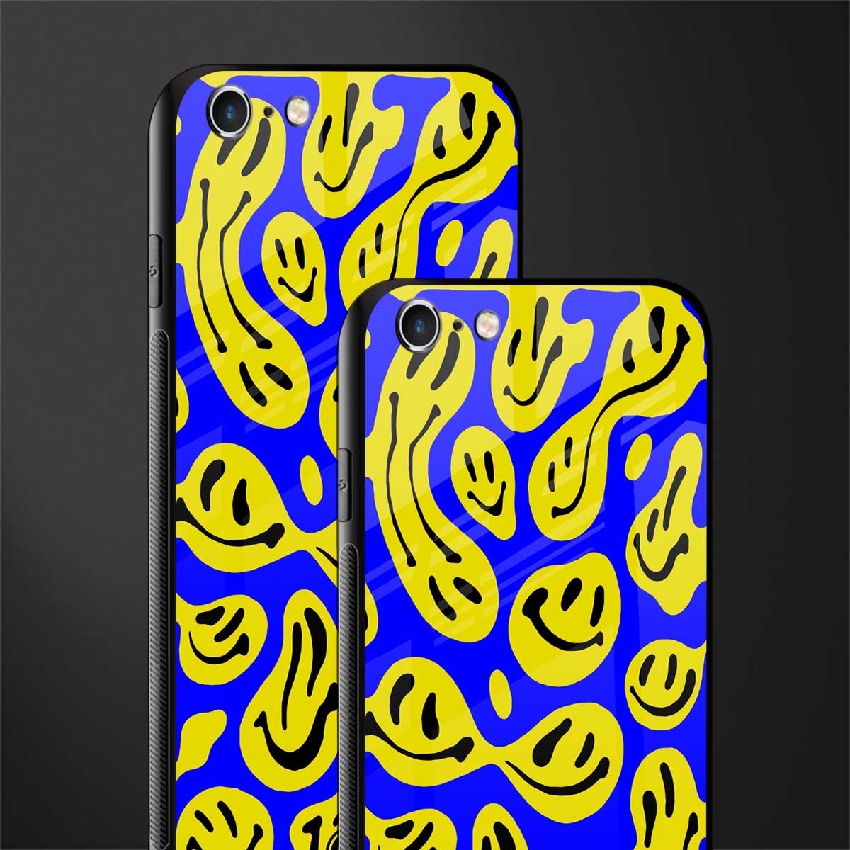 acid smiles yellow blue glass case for iphone 6 image-2