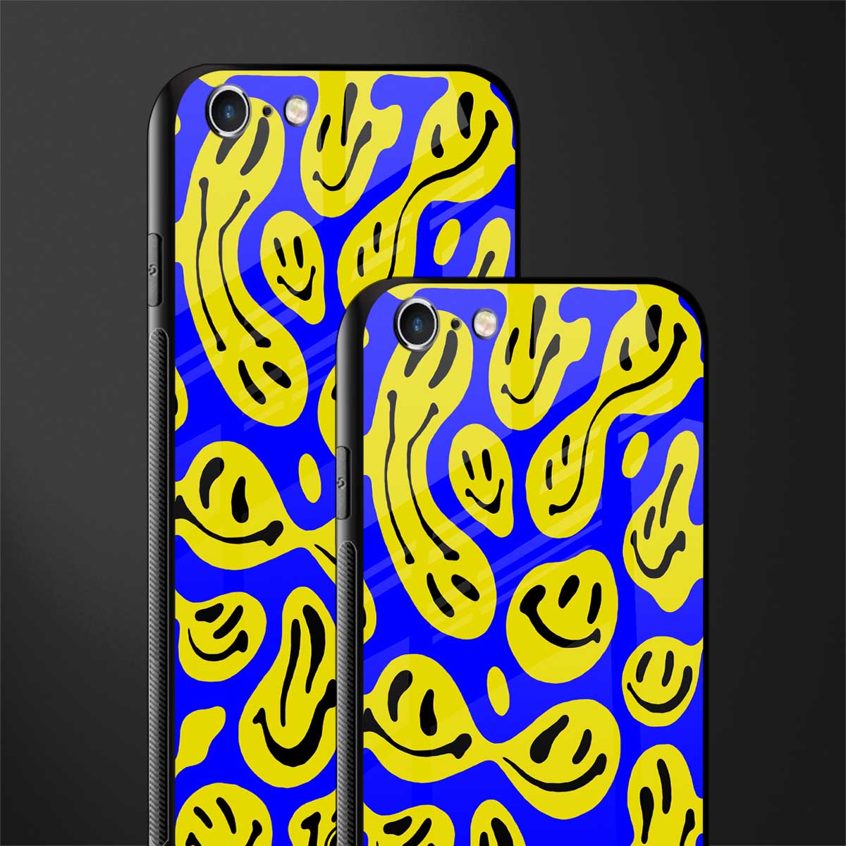 acid smiles yellow blue glass case for iphone 6s image-2