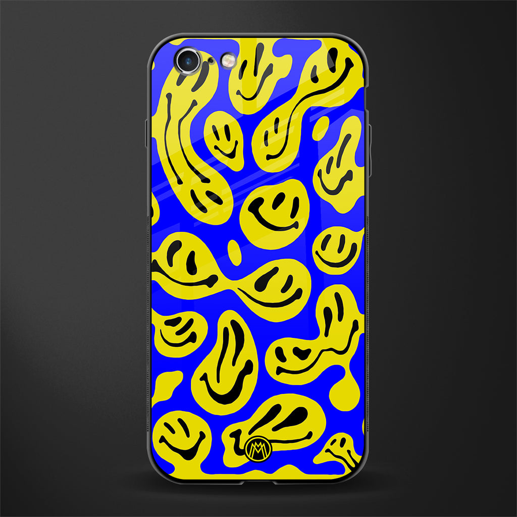 acid smiles yellow blue glass case for iphone 6 plus image