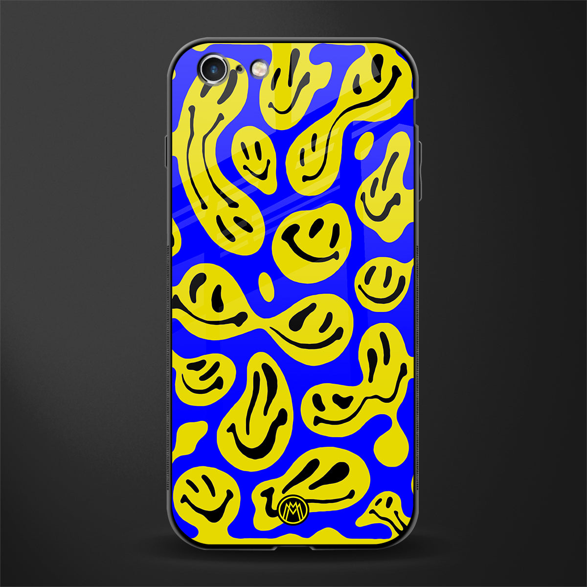 acid smiles yellow blue glass case for iphone 6s plus image