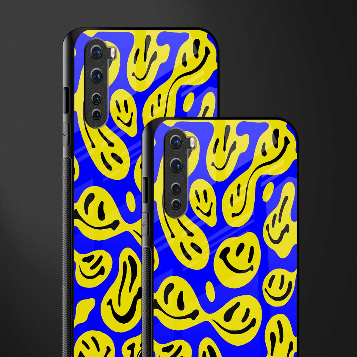 acid smiles yellow blue glass case for oneplus nord ac2001 image-2