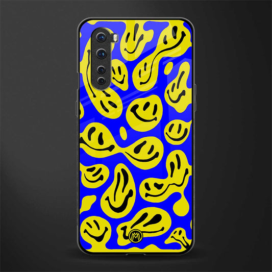acid smiles yellow blue glass case for oneplus nord ac2001 image