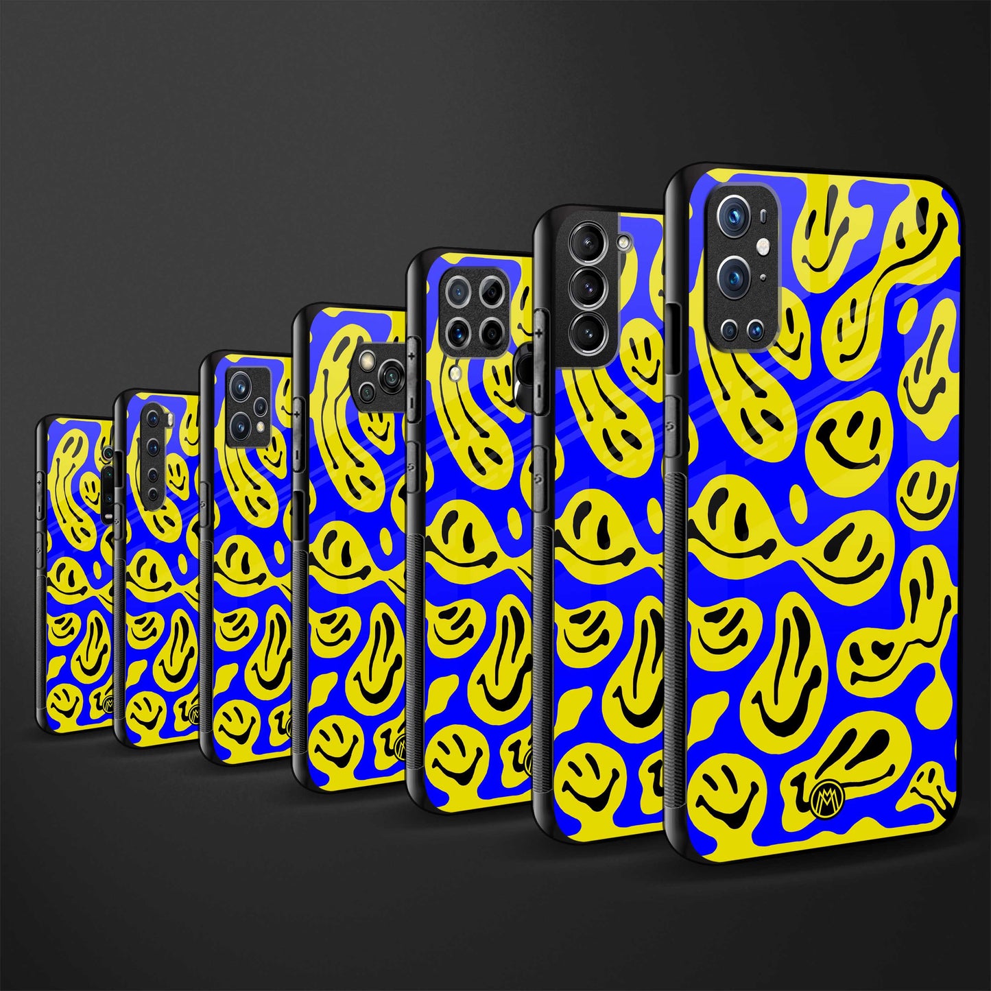 acid smiles yellow blue glass case for oneplus nord 2 5g image-3