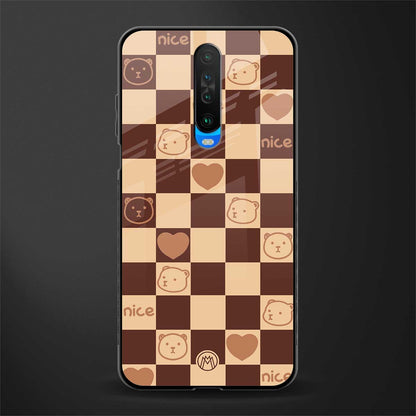 aesthetic bear pattern brown edition glass case for poco x2 image