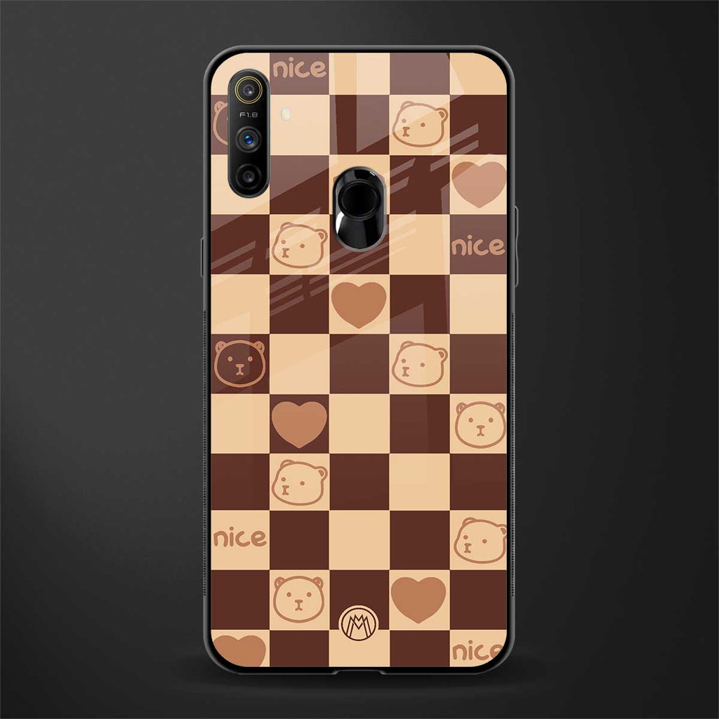 aesthetic bear pattern brown edition glass case for realme narzo 10a image
