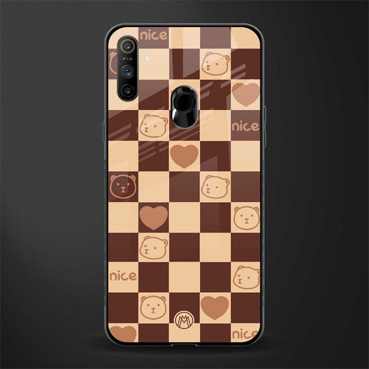 aesthetic bear pattern brown edition glass case for realme narzo 10a image