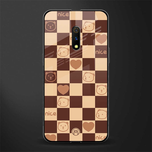aesthetic bear pattern brown edition glass case for realme x image