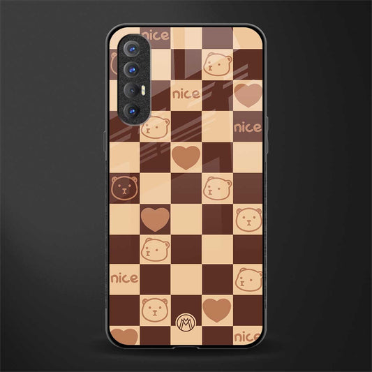 aesthetic bear pattern brown edition glass case for oppo reno 3 pro image