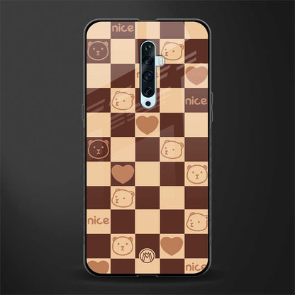 aesthetic bear pattern brown edition glass case for oppo reno 2f image