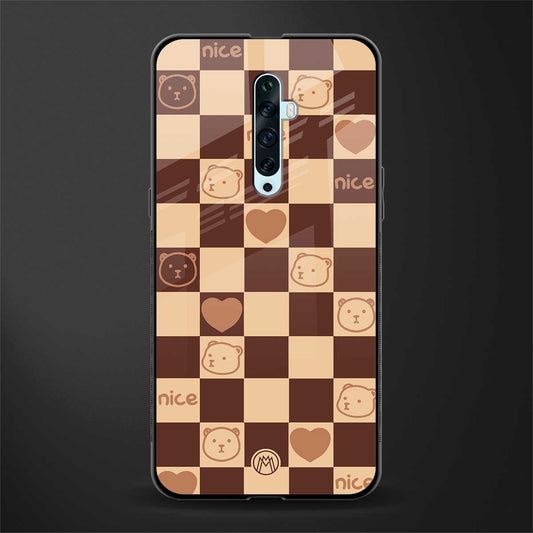 aesthetic bear pattern brown edition glass case for oppo reno 2f image