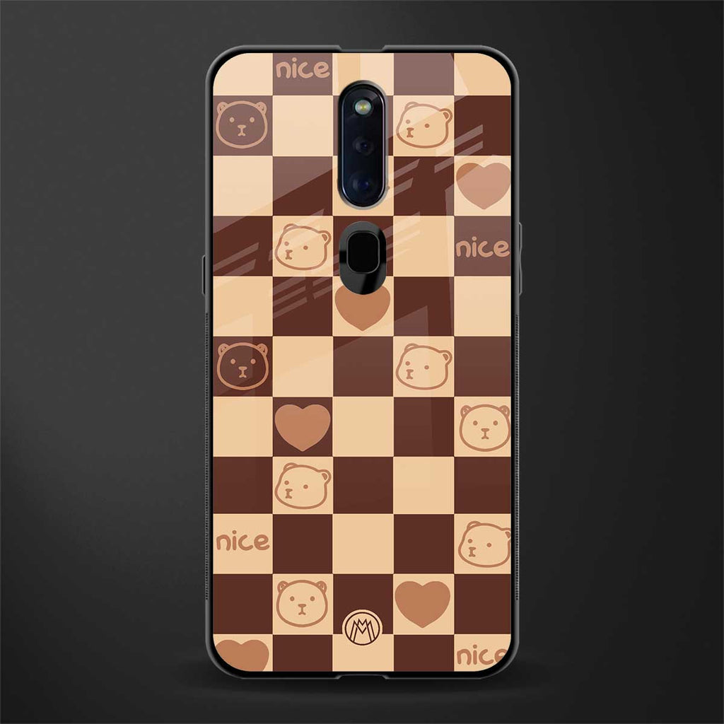 aesthetic bear pattern brown edition glass case for oppo f11 pro image