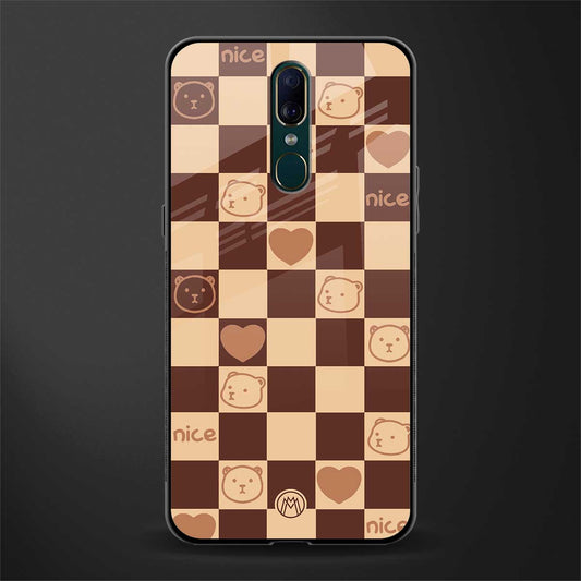 aesthetic bear pattern brown edition glass case for oppo a9 image