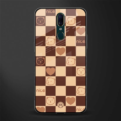 aesthetic bear pattern brown edition glass case for oppo f11 image