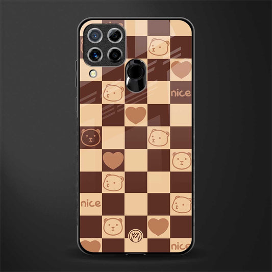 aesthetic bear pattern brown edition glass case for realme c15 image