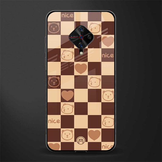 aesthetic bear pattern brown edition glass case for vivo s1 pro image