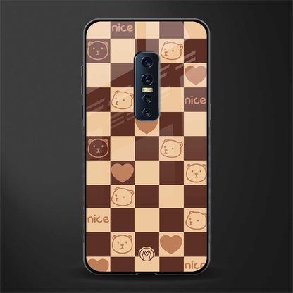aesthetic bear pattern brown edition glass case for vivo v17 pro image