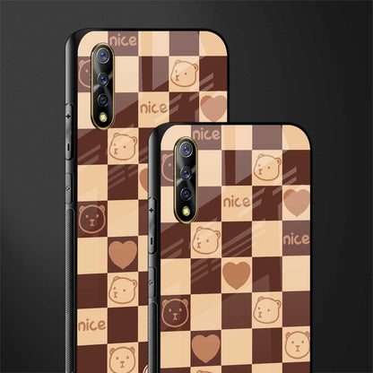 aesthetic bear pattern brown edition glass case for vivo z1x image-2