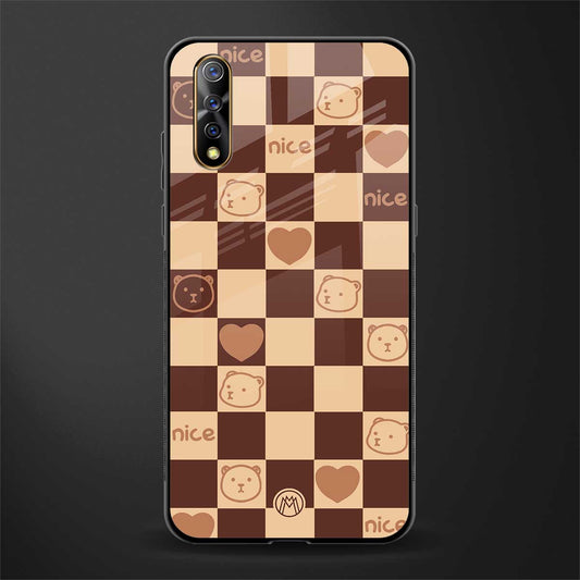 aesthetic bear pattern brown edition glass case for vivo s1 image