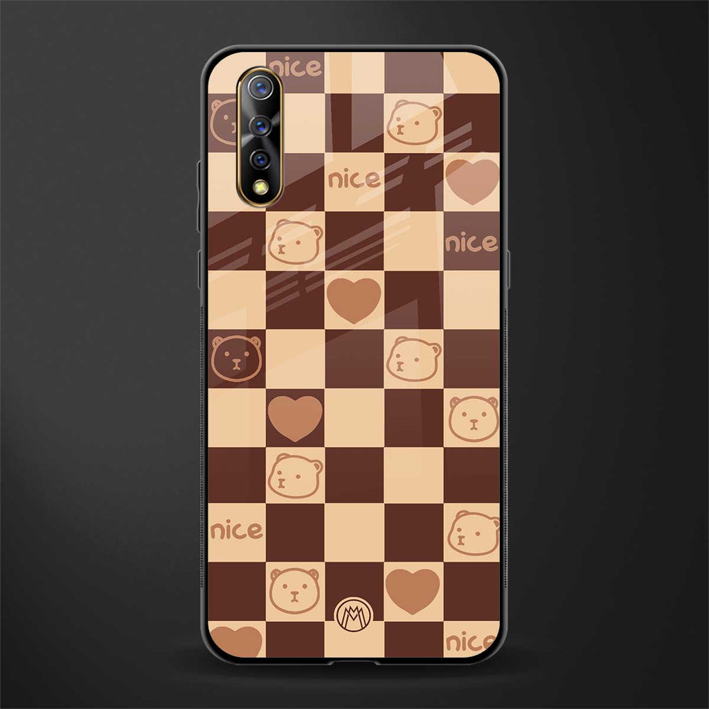 aesthetic bear pattern brown edition glass case for vivo z1x image