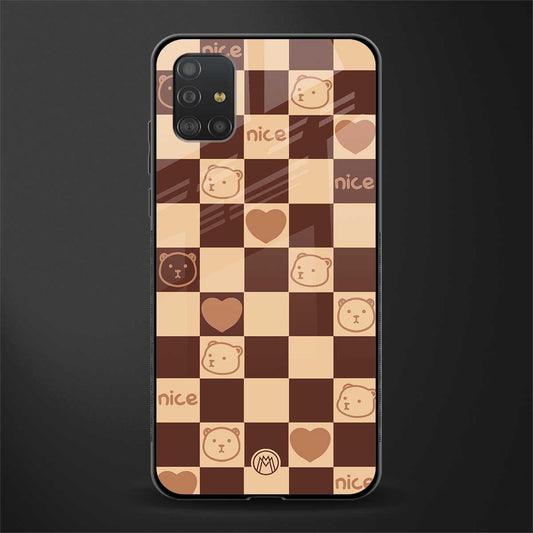 aesthetic bear pattern brown edition glass case for samsung galaxy a51 image