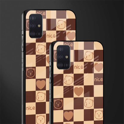 aesthetic bear pattern brown edition glass case for samsung galaxy a71 image-2