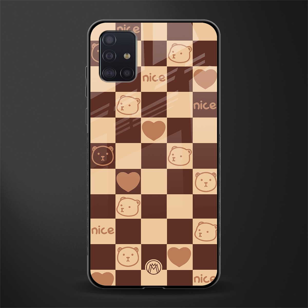 aesthetic bear pattern brown edition glass case for samsung galaxy a71 image