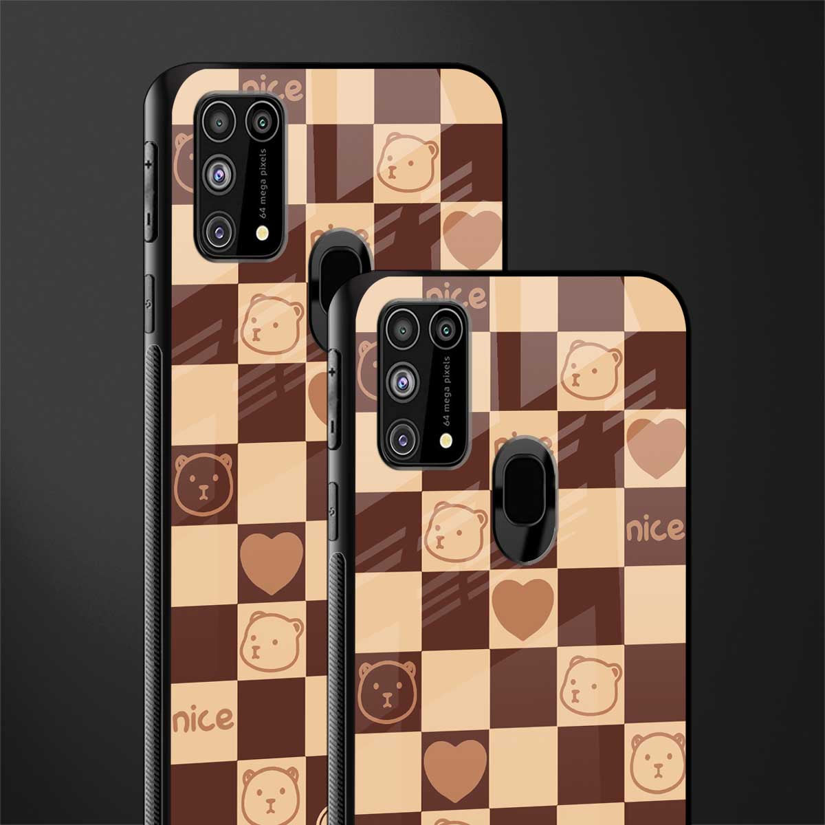 aesthetic bear pattern brown edition glass case for samsung galaxy m31 image-2