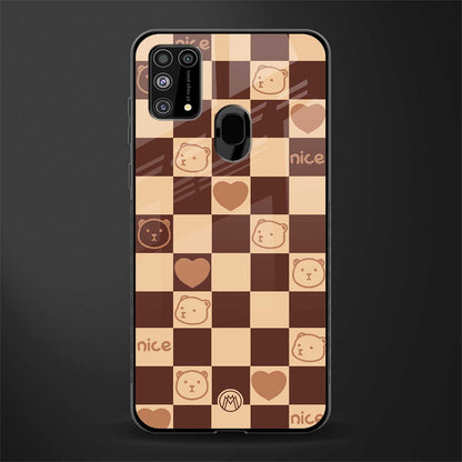 aesthetic bear pattern brown edition glass case for samsung galaxy m31 image