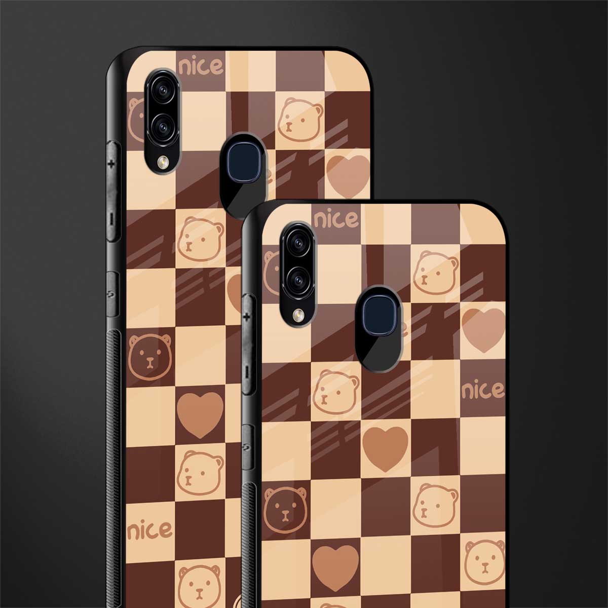 aesthetic bear pattern brown edition glass case for samsung galaxy a30 image-2
