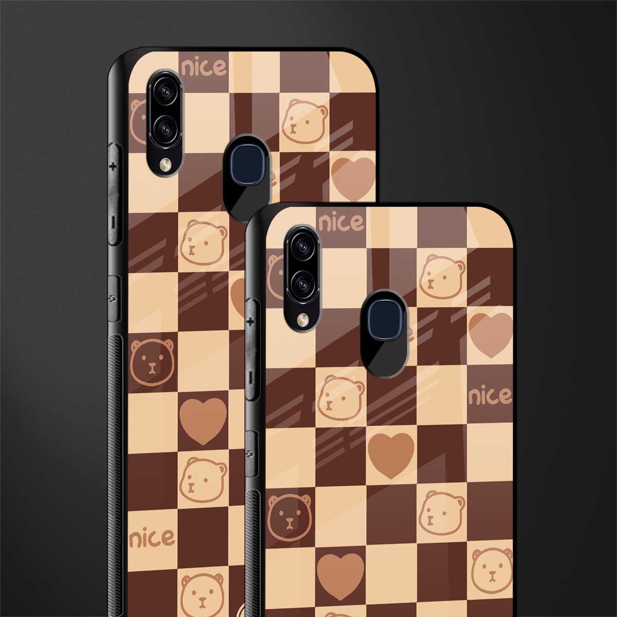 aesthetic bear pattern brown edition glass case for samsung galaxy m10s image-2