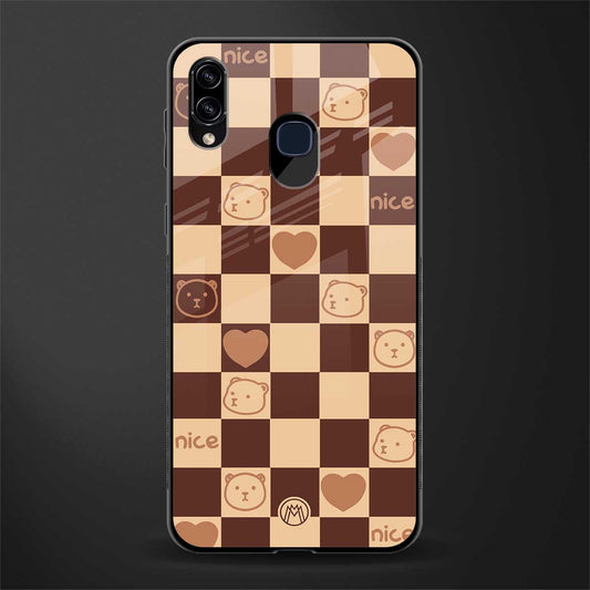 aesthetic bear pattern brown edition glass case for samsung galaxy a30 image