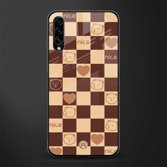 aesthetic bear pattern brown edition glass case for samsung galaxy a70 image