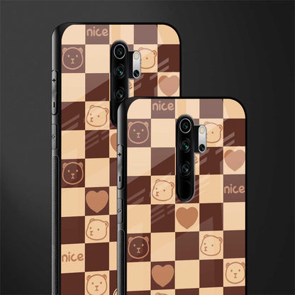 aesthetic bear pattern brown edition glass case for redmi note 8 pro image-2