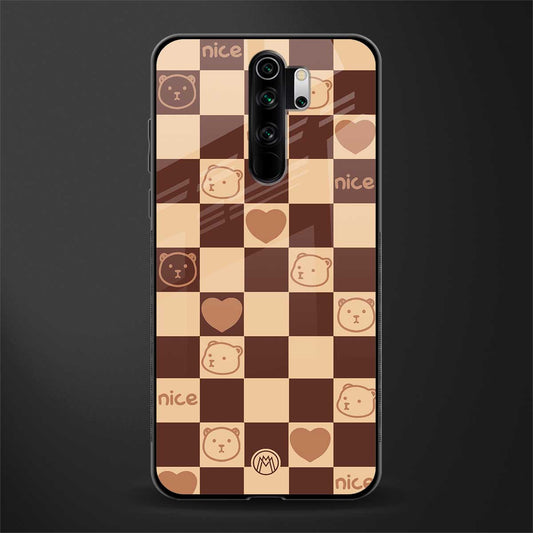 aesthetic bear pattern brown edition glass case for redmi note 8 pro image