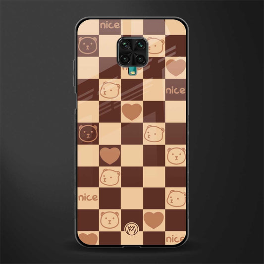 aesthetic bear pattern brown edition glass case for redmi note 9 pro image