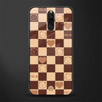 aesthetic bear pattern brown edition glass case for redmi 8 image